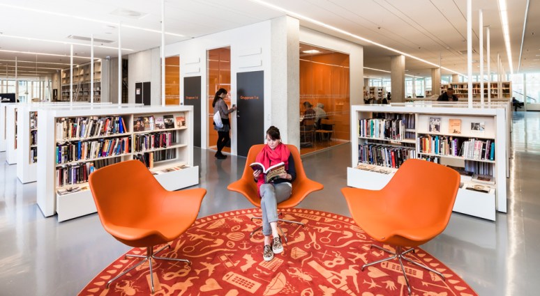 Bucket seats from Offect and meeting rooms