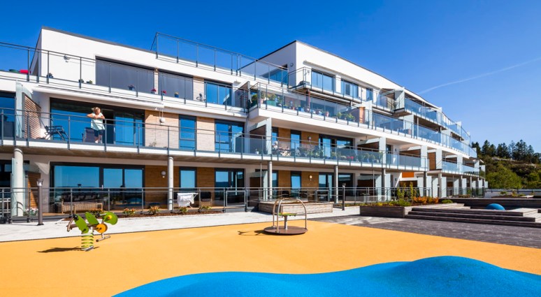 South facade where balconies predominate.