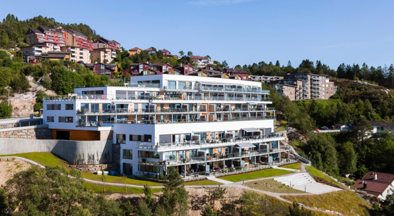 Overview of this scandinavian residential project in Bergen.