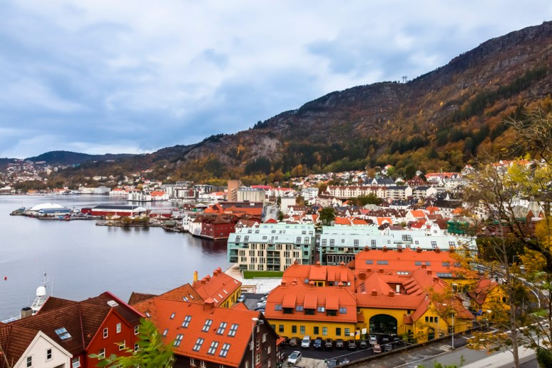 Aerial view of Price Waterhouse Coopers HQ designed by Ramboll, Bergen, Norway.
