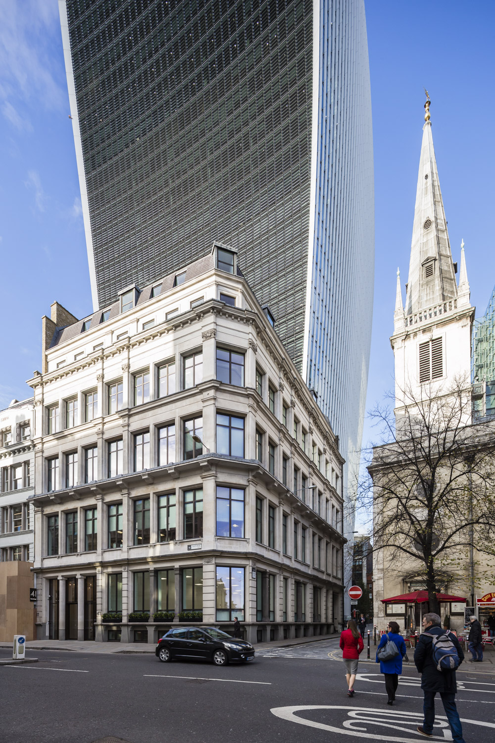 41 Eastcheap Street office designed by Ben Adams Architects next to the 'Walkietalkie', London, UK.